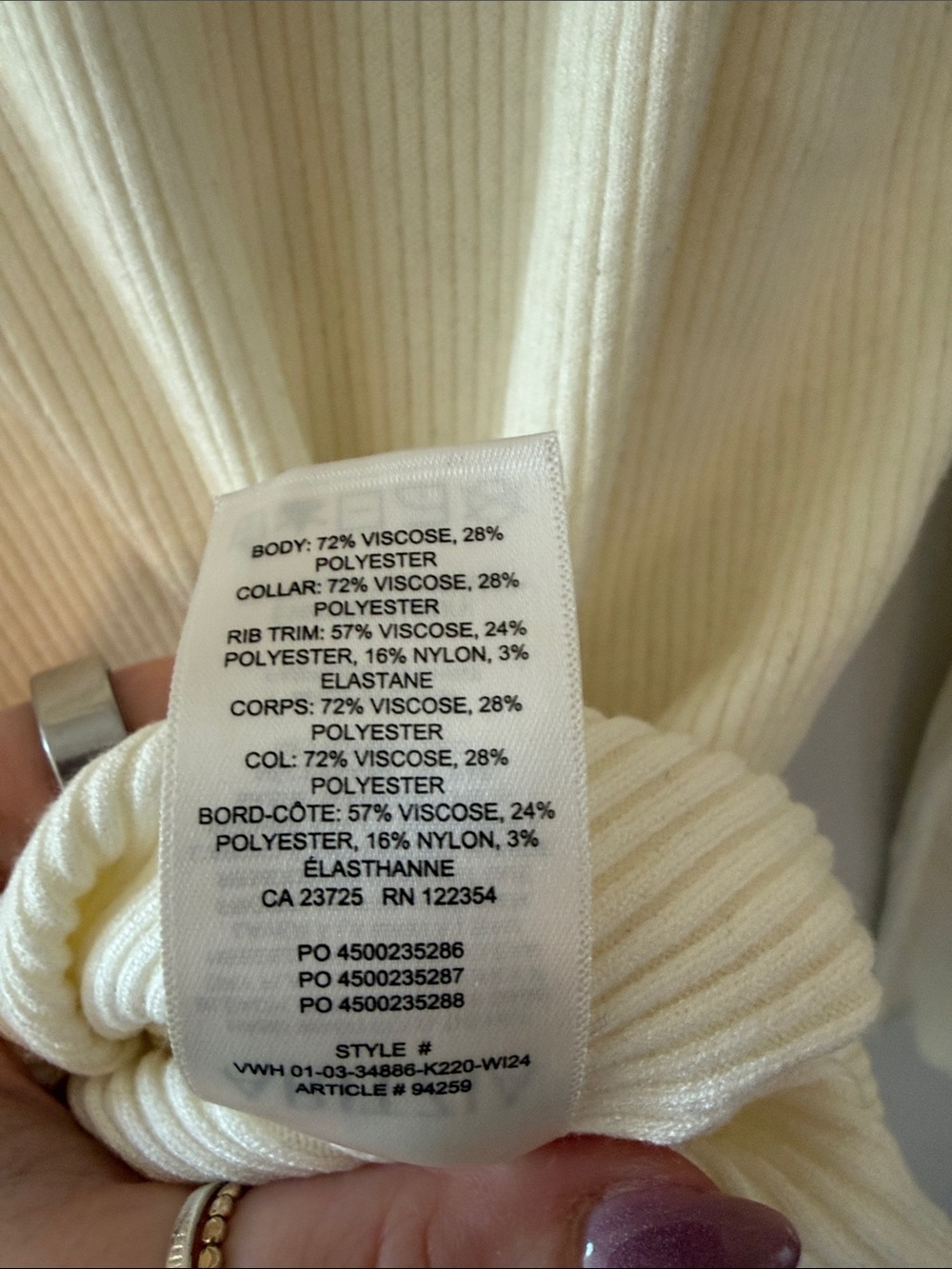 Babaton Off-White Ribbed Turtleneck Sweater - Picture 4 of 4